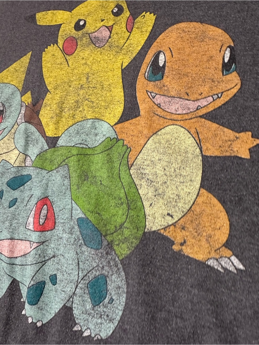 Pokemon Short-Sleeve Graphic Tee in Charcoal with Pikachu & Starters Large - Picture 3 of 6